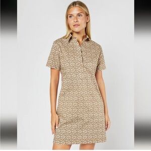 Ann Mashburn Tan Short Sleeved Popover Dress in Giraffe Print